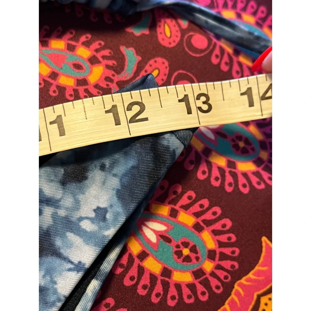 Santa Cruz Wave Dot Blue Tie Dye High Leg Triangle Halter Two Piece Bikini Sz SM